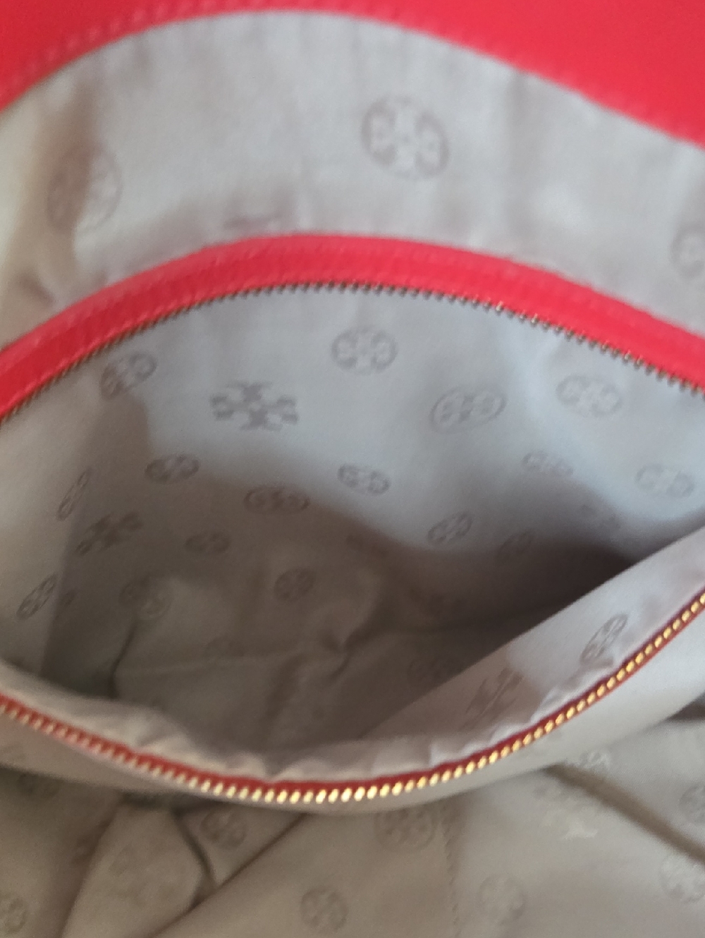 Tory Burch Coral Red LaserCut Tote Bag. EUC - Picture 9 of 11